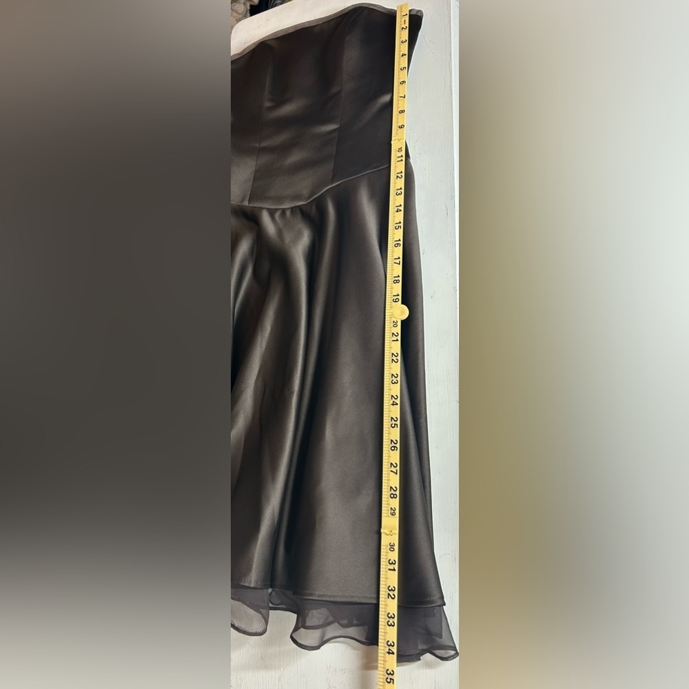 VTG Mori Lee by Madeline Gardner Sz 6 Chocolate Brown Strapless Event Dress - Picture 7 of 11